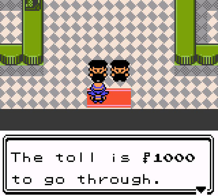 Team Rocket grunts, extorting money out of trainers. / Pokémon Crystal