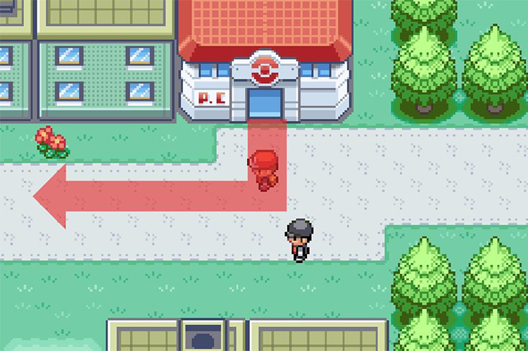 Head west from the Celadon City Pokémon Center. / Pokémon FireRed and LeafGreen