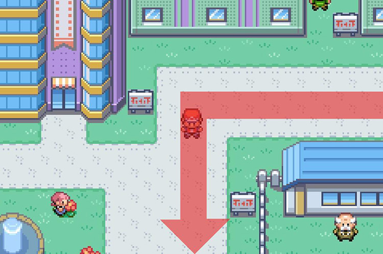 Continue south through the city. / Pokémon FireRed and LeafGreen