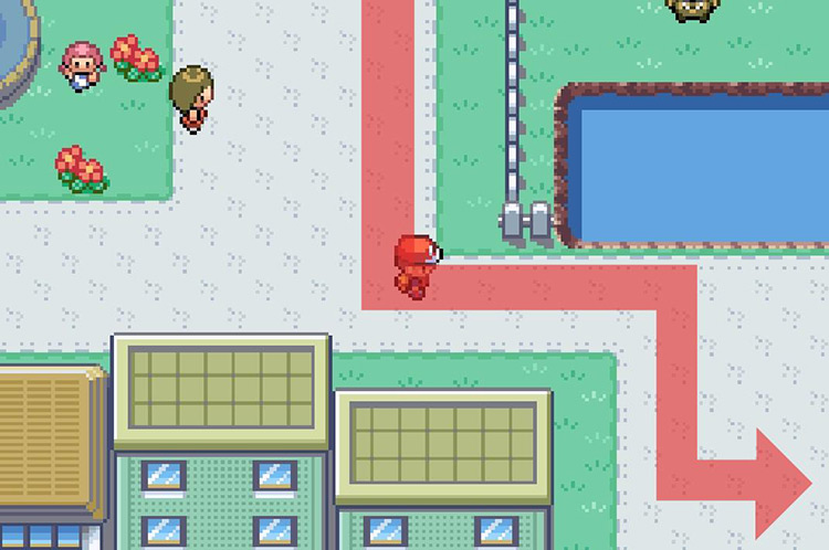 Veer southeast past the body of water. / Pokémon FireRed and LeafGreen