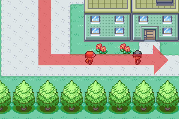 Continue east past the Team Rocket grunt. / Pokémon FireRed and LeafGreen