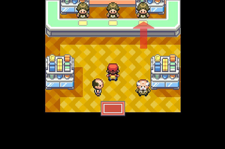 Speak to the cashier on the far right. / Pokémon FireRed and LeafGreen