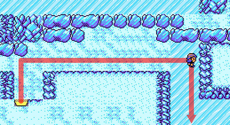 Reaching the first frozen floor in the Ice Path. / Pokémon Crystal