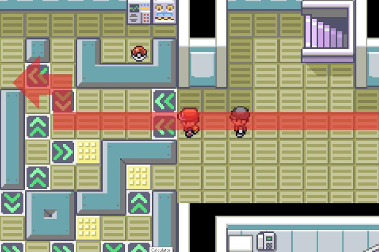Step onto the bottom arrow tile. / Pokémon FireRed and LeafGreen