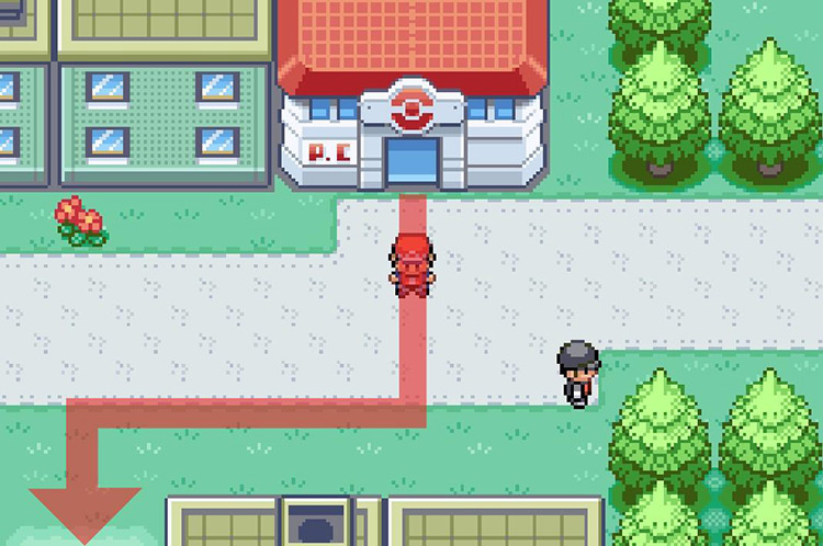 Head south from the Pokémon Center. / Pokémon FireRed and LeafGreen