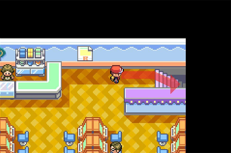 Head down the stairs. / Pokémon FireRed and LeafGreen