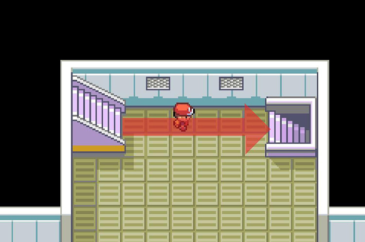Take the next set of stairs to the 2nd floor. / Pokémon FireRed and LeafGreen