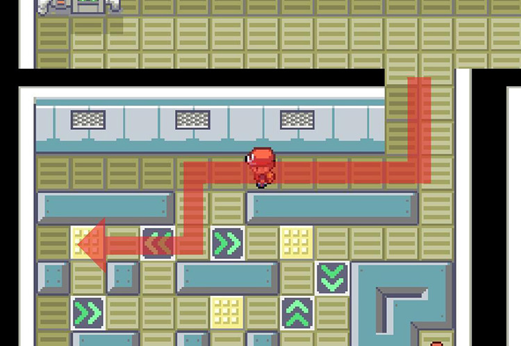 Take the arrow tile pointing west. / Pokémon FireRed and LeafGreen