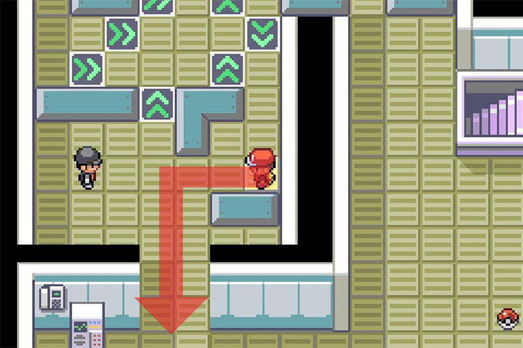Walk south through the gap in the wall. / Pokémon FireRed and LeafGreen