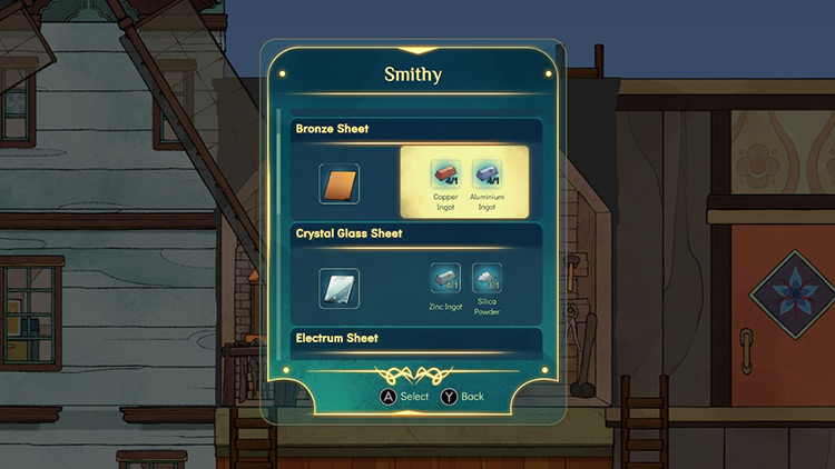 The Smithy will show you what materials you can make at any given moment / Spiritfarer