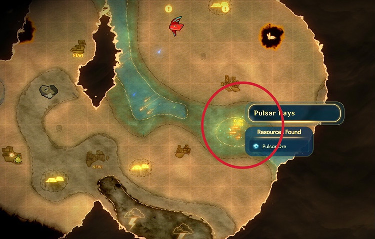 Pulsar Ray Event sample on the map / Spiritfarer