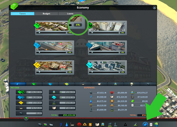 Set taxes in all zones to 4% / Cities: Skylines