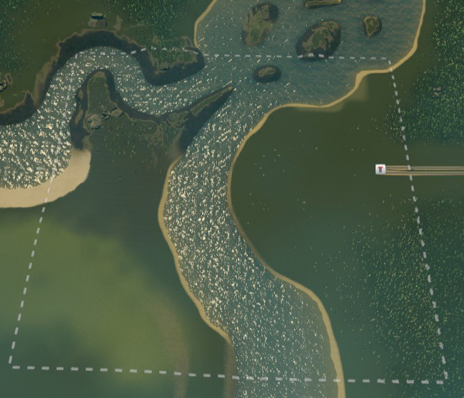 Your starting tile on the Pearl Bay map / Cities: Skylines