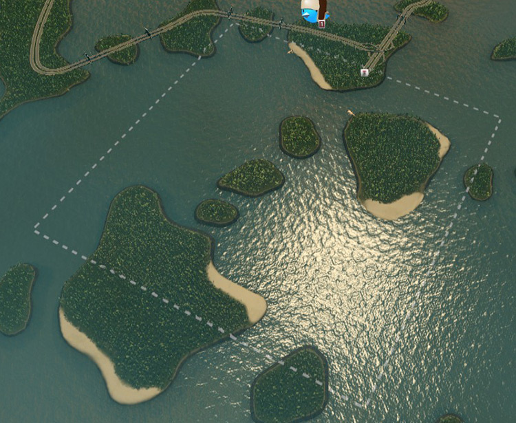 The starting tile on the Archipelago map / Cities: Skylines