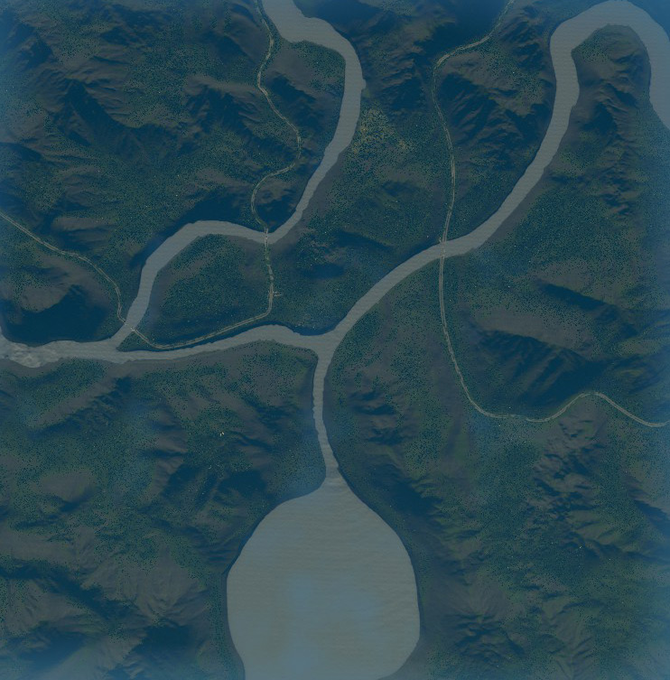 A bird’s eye view of the Prussian Peaks map / Cities: Skylines