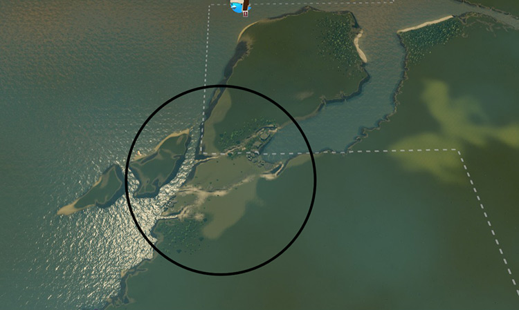 This area southwest of your starting tile can be a good spot for an oil industry / Cities: Skylines
