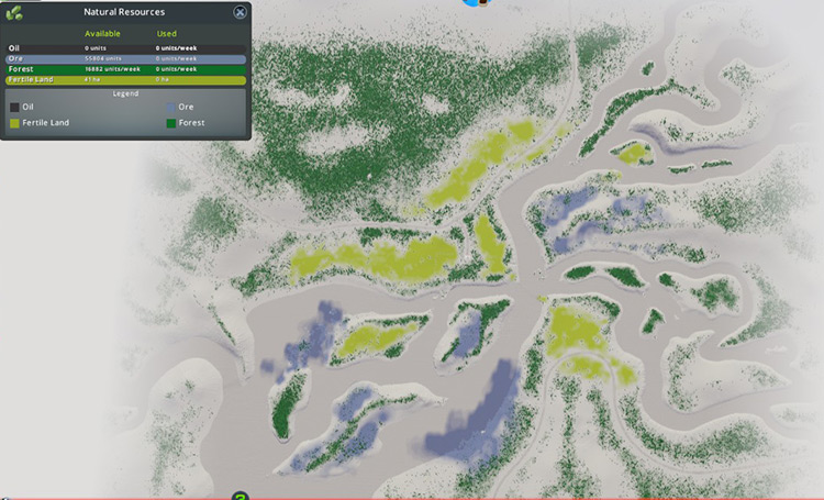 The natural resources on Woodgarden / Cities: Skylines