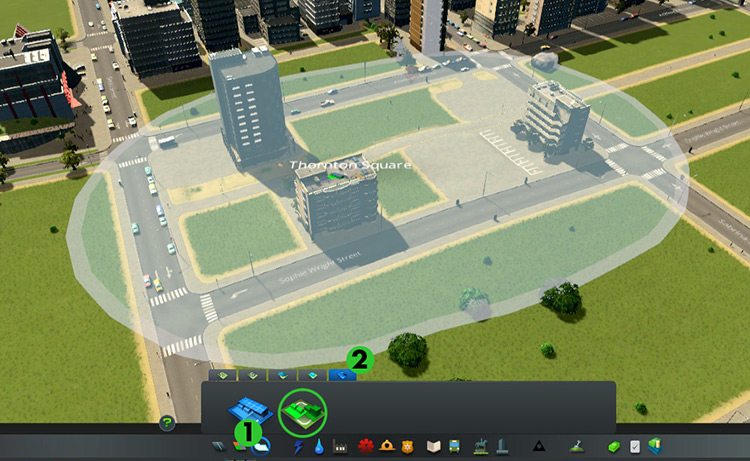 Applying the Self-sufficient Buildings specialization / Cities: Skylines