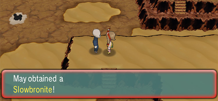 Getting the Slowbronite from the old man in Shoal Cave (Omega Ruby)