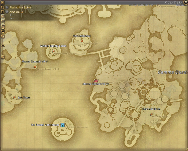 Philiot’s map location in Azys Lla / FFXIV