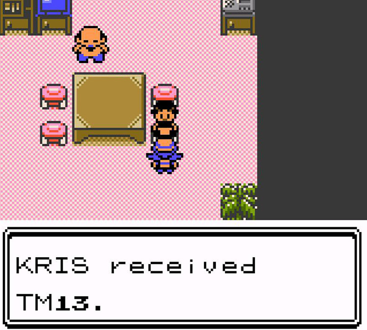 Receiving TM13 Snore from the female farmer at Moomoo Farm / Pokémon Crystal