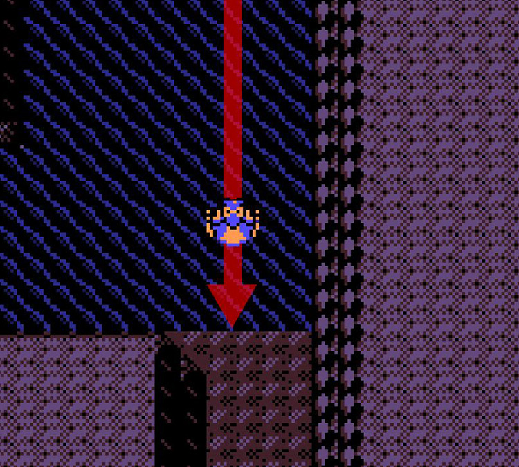 About to reach the other side of the underground lake / Pokémon Crystal