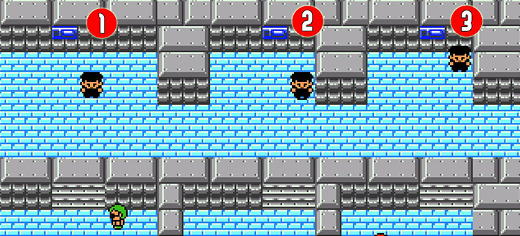 Order in which you should flip the switches to open the way forward. / Pokémon Crystal