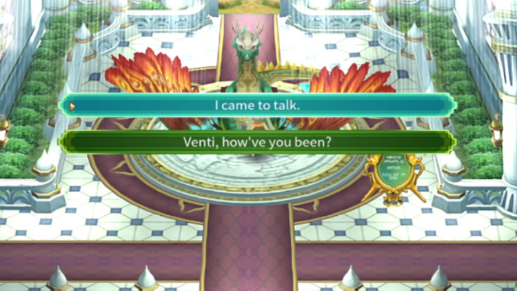 Options given when you speak to Venti after clearing the Delirium Lava Ruins / Rune Factory 4