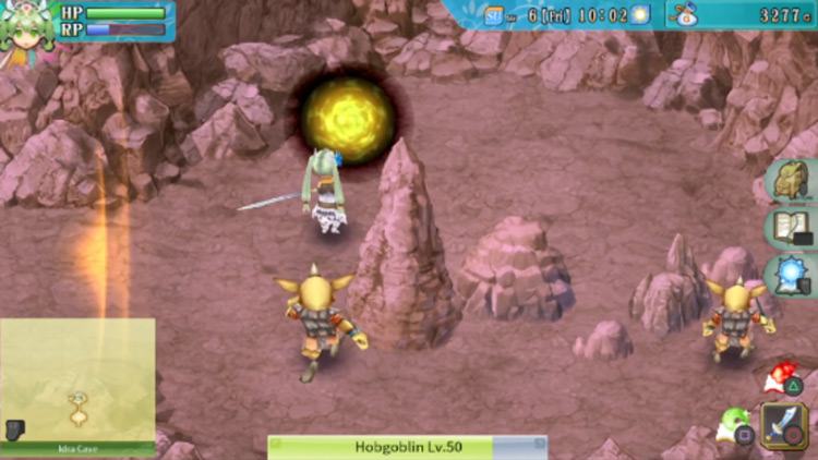 A barrier blocking the way heading west in Idra Cave / Rune Factory 4