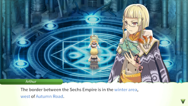 Arthur giving the directions to the Sechs Empire / Rune Factory 4