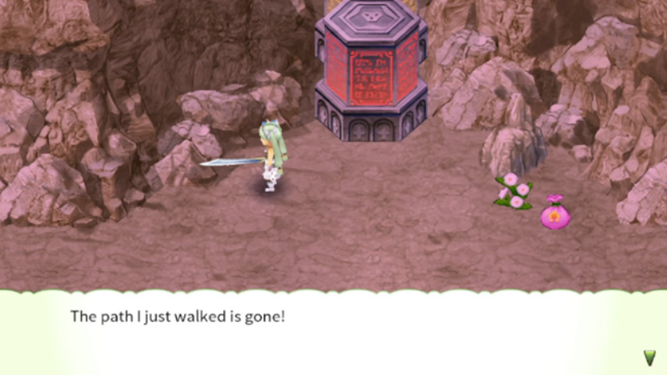 A note describing the disappearing paths in Idra Cave / Rune Factory 4