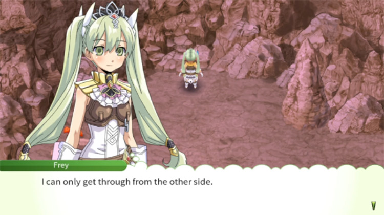 Frey commenting on another disappearing path in Idra Cave / Rune Factory 4