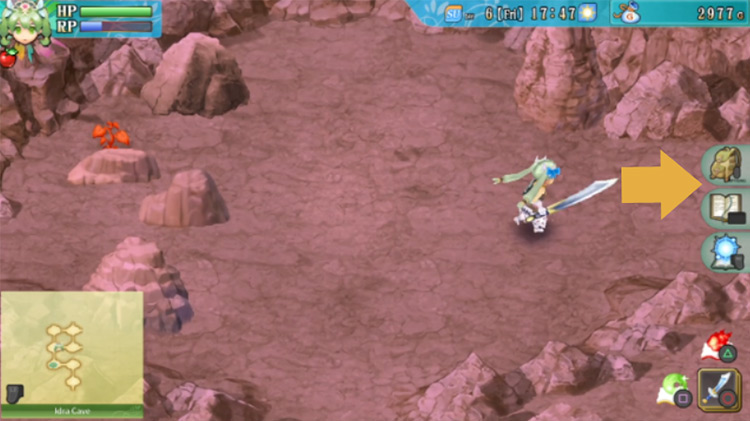 A room in Idra Cave with a disappearing path in the north / Rune Factory 4