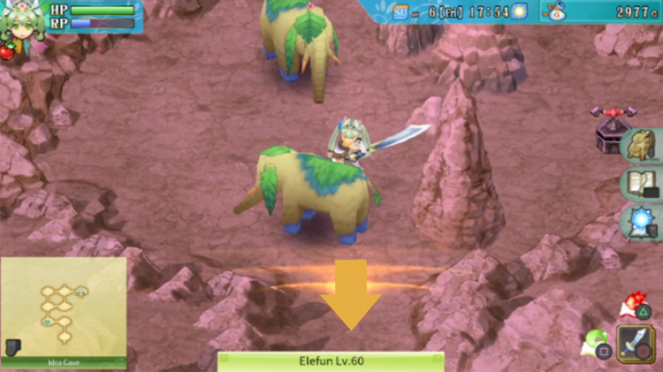 The location of the red switch in Idra Cave / Rune Factory 4