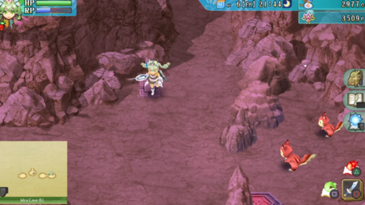 A button that frees the Chipsqueeks trapped in Idra Cave / Rune Factory 4
