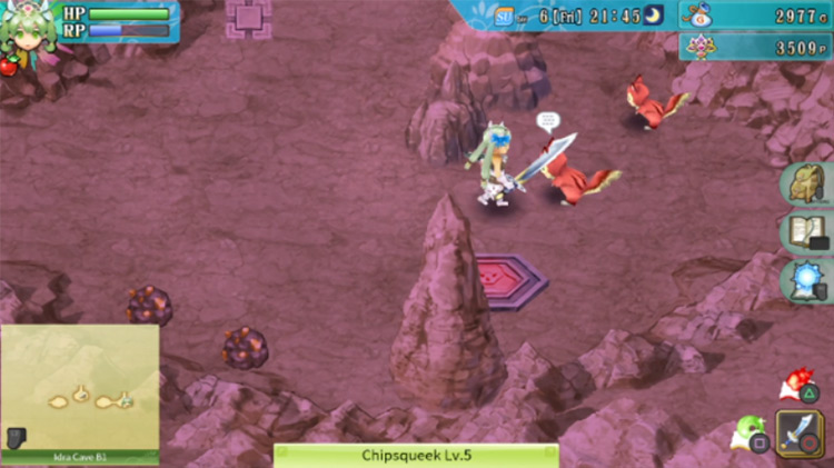Two Chipsqueeks you can interact with in Idra Cave B1 / Rune Factory 4