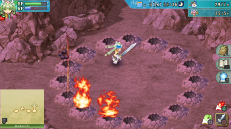 The intersection in Idra Cave B1 cleared of monsters / Rune Factory 4