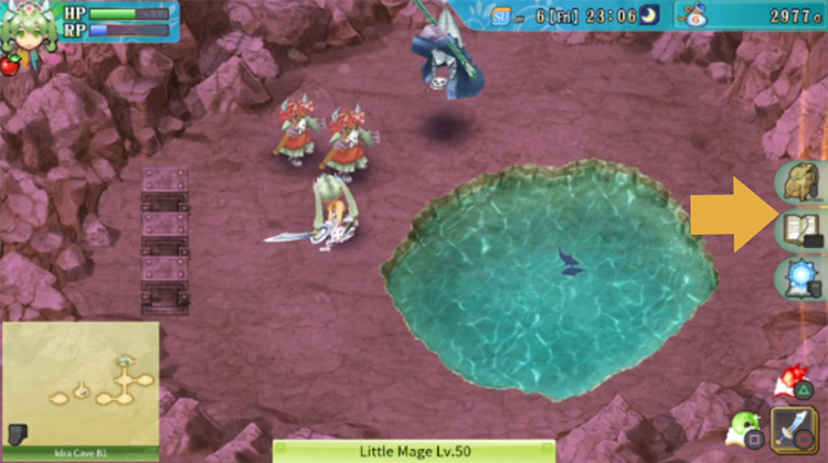 A room in Idra Cave B1 with a small pond / Rune Factory 4
