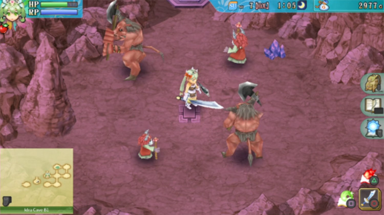 An ambush in Idra Cave B1 that starts when a button in the room is pushed / Rune Factory 4