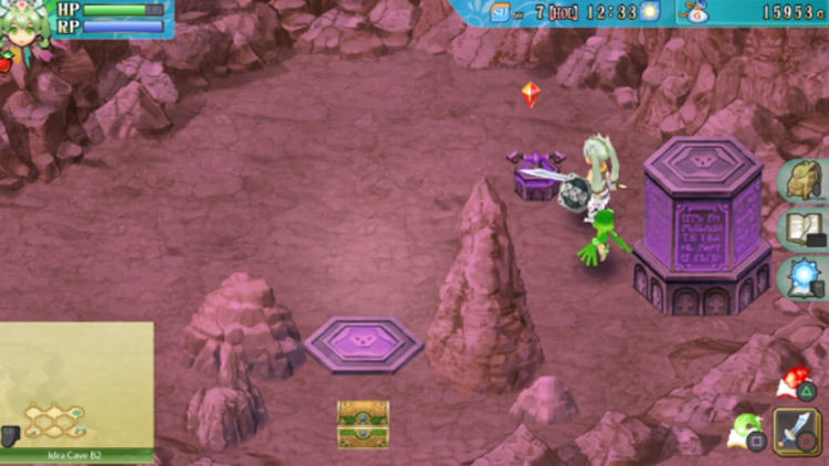 A chest containing Wind Edge in Idra Cave B2 / Rune Factory 4