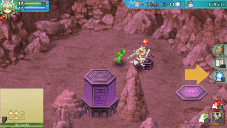 A room in Idra Cave B2 with a hidden path on the east / Rune Factory 4