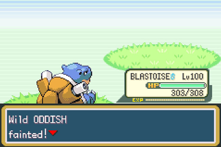 Defeating a wild Oddish with Blastoise / Pokémon FRLG