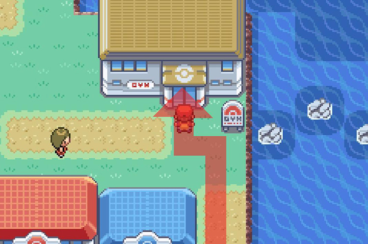 Enter Blaine’s Gym in the northeast corner of the island / Pokémon FRLG