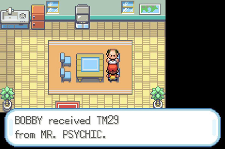 Mr. Psychic giving you TM29 Psychic / Pokémon FRLG