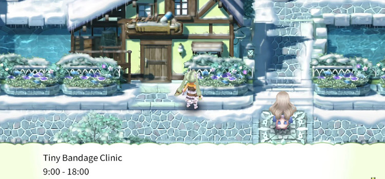 Outside the Tiny Bandage Clinic in Rune Factory 4 Special