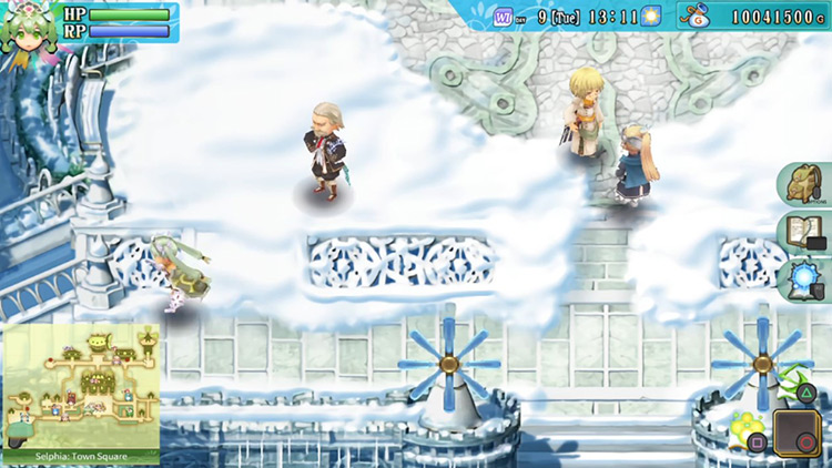 An exit along the southwest corner of Selphia: Town Square / Rune Factory 4