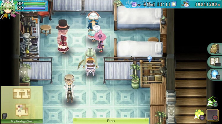 The interior of the Tiny Bandage Clinic / Rune Factory 4
