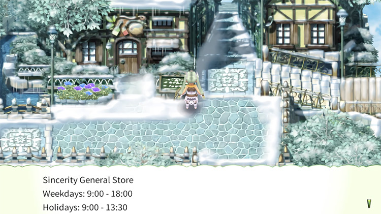 The Sincerity General Store’s schedule / Rune Factory 4