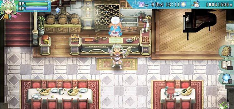 Inside Porcoline's Restaurant in Rune Factory 4 Special
