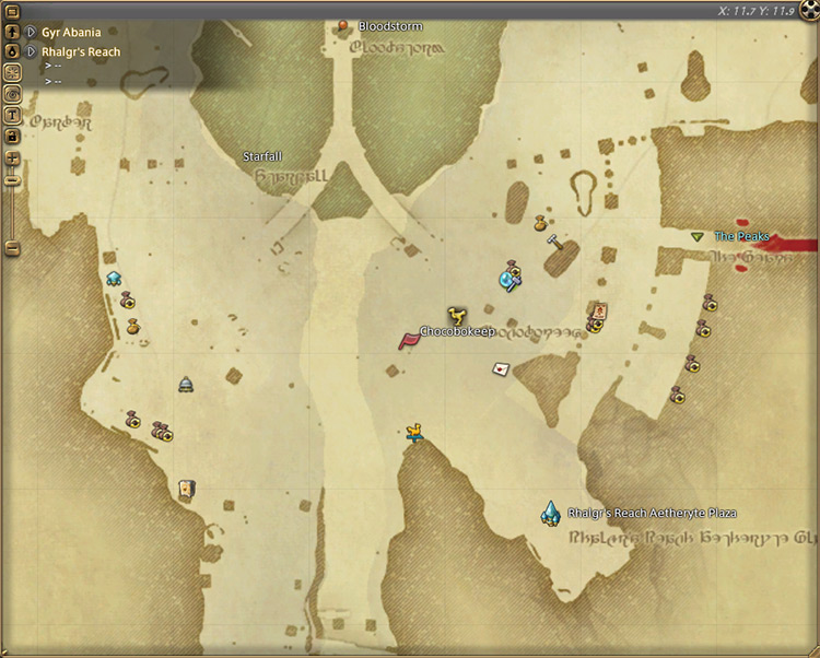 Sawney’s map location in Rhalgr’s Reach / Final Fantasy XIV